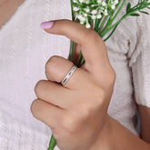 Round cut moissanite diamond double row wedding band